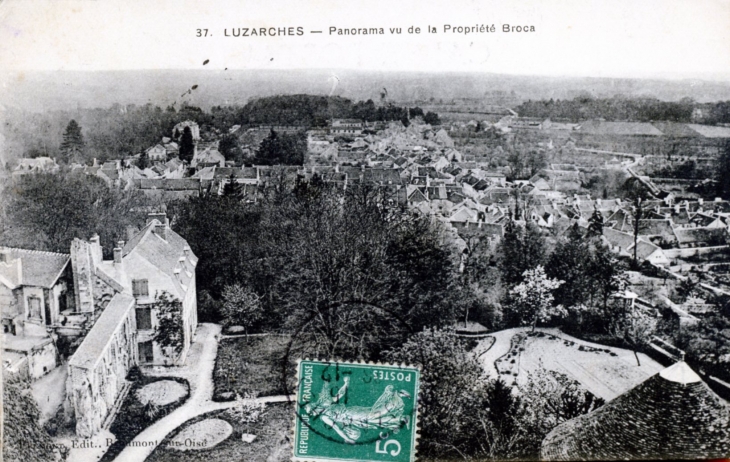 Panorama vu de la propriété Broca, vers 1906 (carte postale ancienne). - Luzarches
