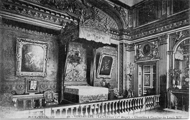 Le Château (1er étage). - Chambre à Coucher de Louis XIV (carte postale de 1911) - Versailles