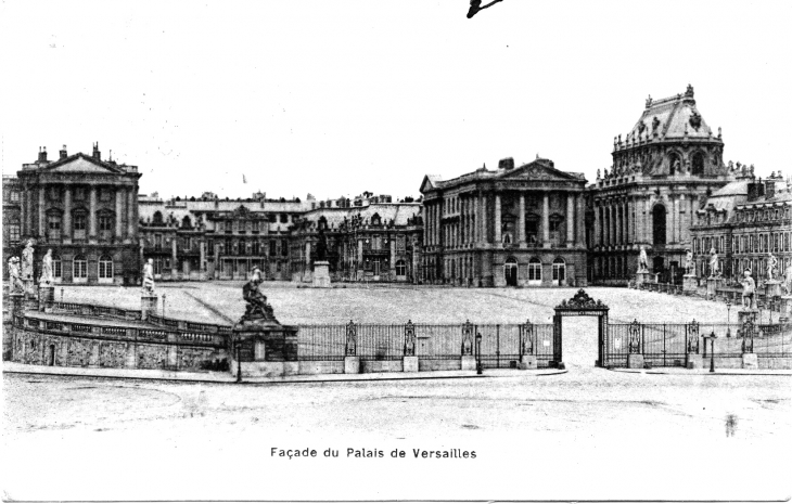 Façade du Palais (carte postale de 1908) - Versailles