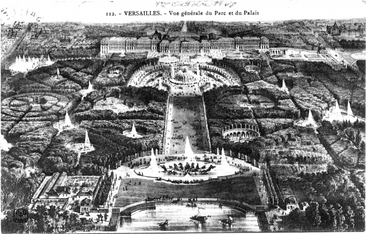Vue générale du Parc et du Palais (carte postale de 1908) - Versailles