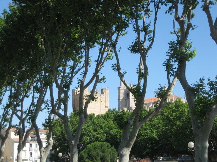 Vue sur la cathédrale depuis le cours mirabeau - Narbonne