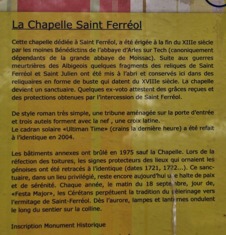 Chapelle St Ferréol - Céret