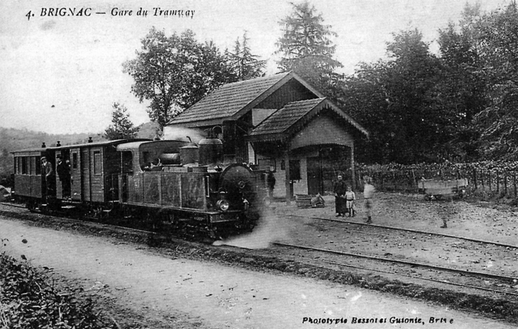 Gare du Tramway, vers 1905 (carte postale ancienne). - Brignac-la-Plaine