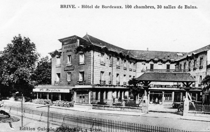 Hôtel de Bordeaux, vers 1910 (carte postale ancienne). - Brive-la-Gaillarde