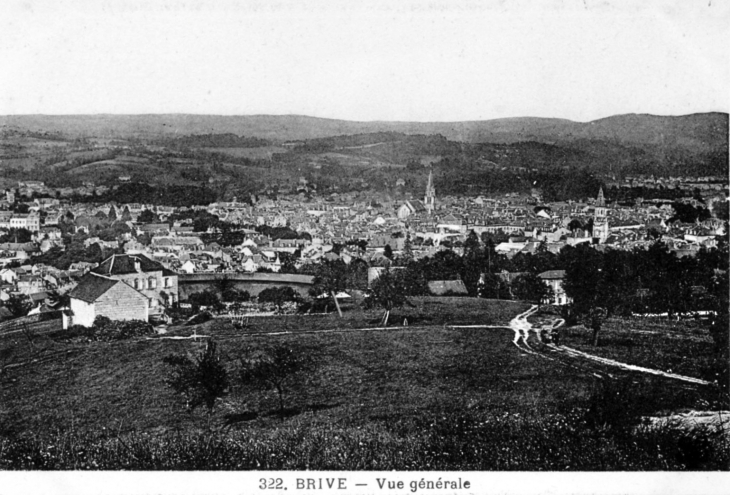 Vue générale, vers 1910 (carte postale ancienne). - Brive-la-Gaillarde