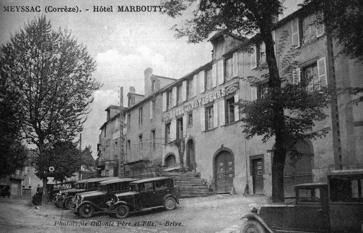 Vers 1920 - Hotel Marbouty (carte postale ancienne). - Meyssac