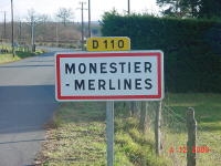 Panneau de l'agglomération - Monestier-Merlines