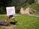 Photo suivante de Crozant Je commence une toile à Chopeline devant les ruines de la forteresse 