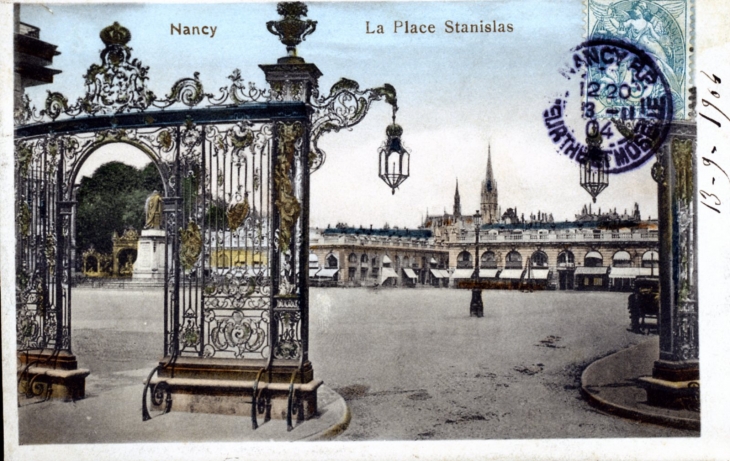 La Place Stanislas, vers 1904 (carte postale ancienne). - Nancy