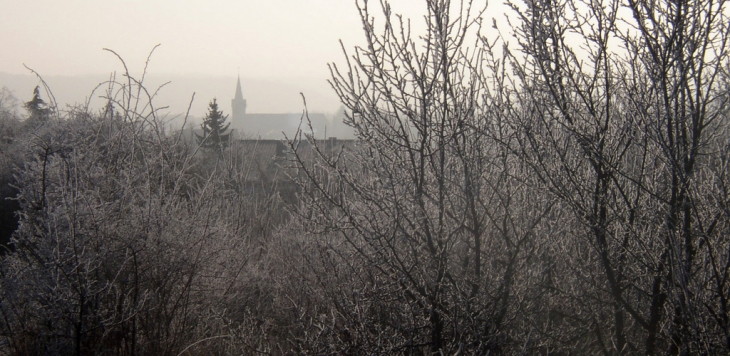Clocher de l'église en hiver - Valmont