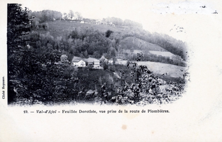 Val-d'Ajol - Feuillée Dorothée, vue prise de la route de Plombières, vers 1910 (carte postale ancienne). - Girmont-Val-d'Ajol