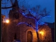 Eglise de Lunac avec l'éclairage de Noël