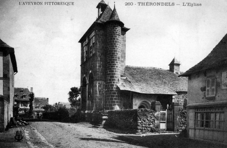 L'église, vers 1910 (carte postale ancienne). - Thérondels