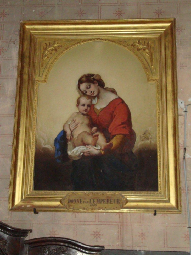 Montesquiou (32320) dans l'eglise: tableau Vierge et Enfant donné par l'empereur, 1865