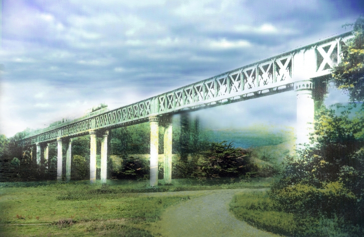 Le pont de chemin de fer de Laas au temps de sa splendeur. - Ponsampère