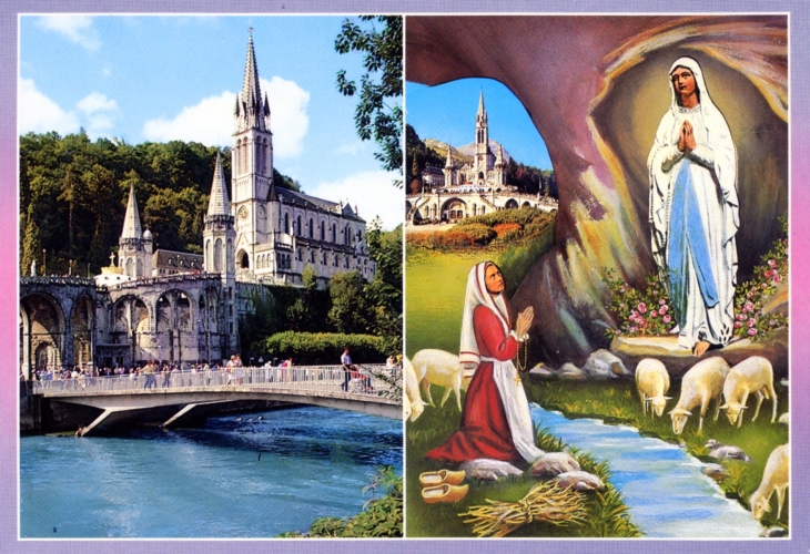 La Basilique et l'Apparition (carte postale). - Lourdes