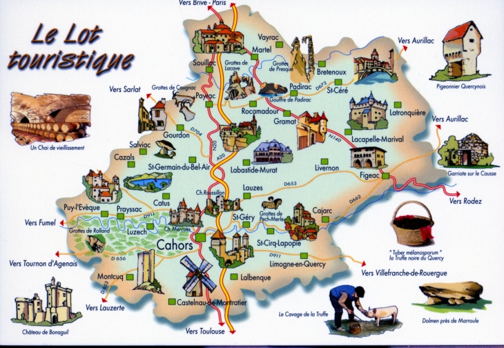 Le Lot Touristique et Historique (carte postale de 1990). - Cahors