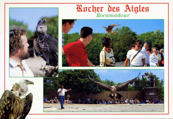 Le Rocher des Aigles, vers 1990 (carte postale). - Rocamadour