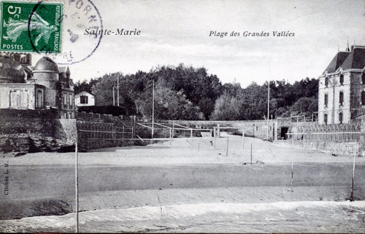 Sainte Marie - Plage des Grandes Vallées, vers1908 (carte postale ancienne). - Pornic