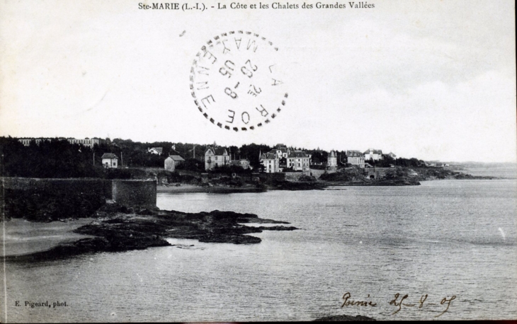 Sainte Marie - La Côte et les Chalets des Grandes vallées, vers 1905 (carte postale ancienne). - Pornic