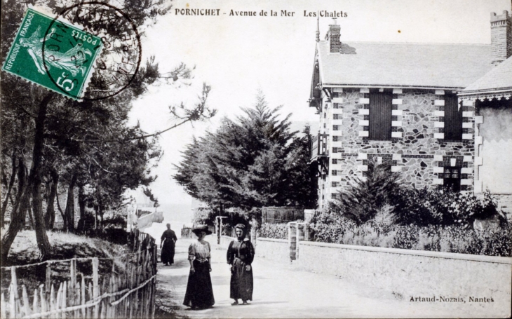Avenue de la Mer - Les Chalets, vers 1910 (carte postale ancienne). - Pornichet