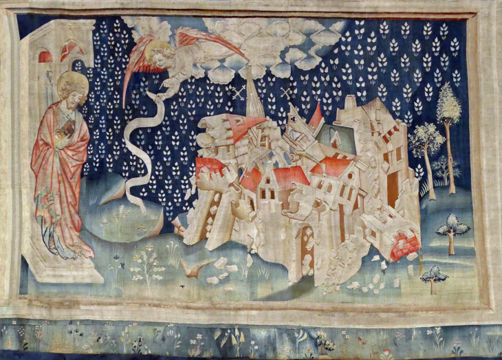 La tenture de l'Apocalypse : Les 3 anges un deuxième ange annonce la chute de Babylone - Angers