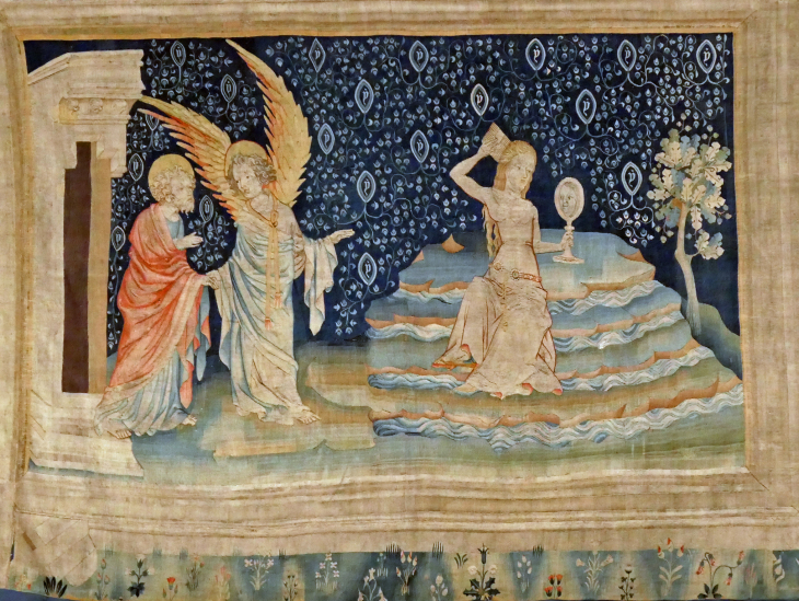 La tenture de l'Apocalypse : Les 7 coupes la grande prostituée sur les eaux - Angers