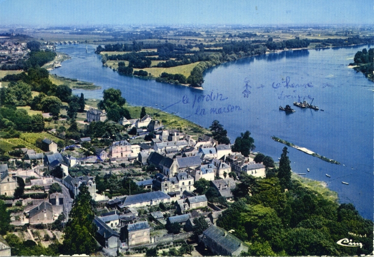 La pointe, vue générale aérienne (carte postale de 1976) - Bouchemaine