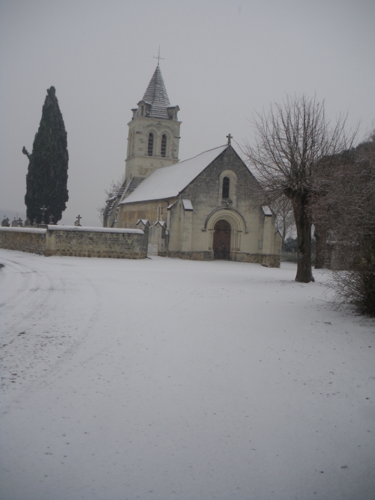 L'église sous la neige - Meigné