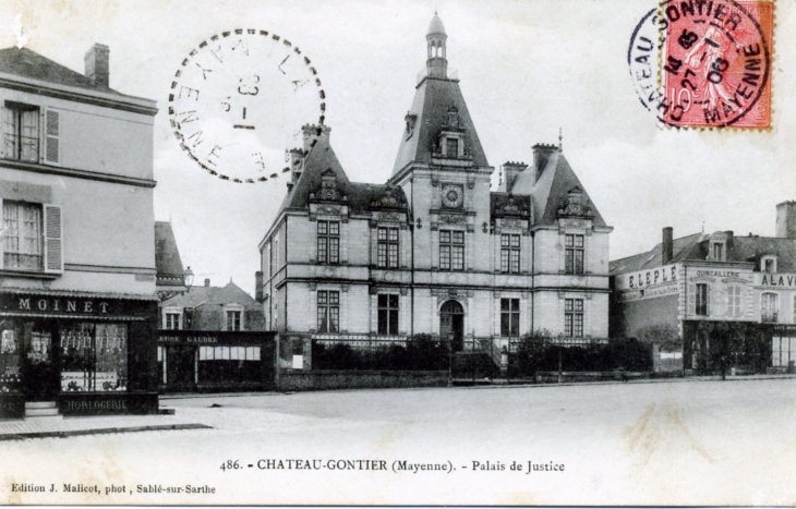 Palais de Justice, vers 1906 (carte postale ancienne). - Château-Gontier