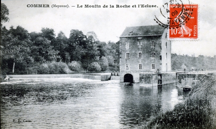 Le Moulin de la Roche et l'Ecluse, vers 1908 (carte postale ancienne) - Commer