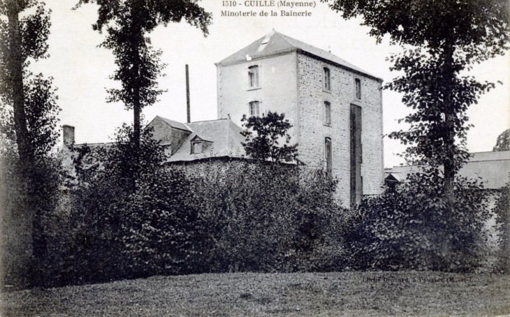 Minoterie de la Bainerie, vers 1916 (carte postale ancienne). - Cuillé