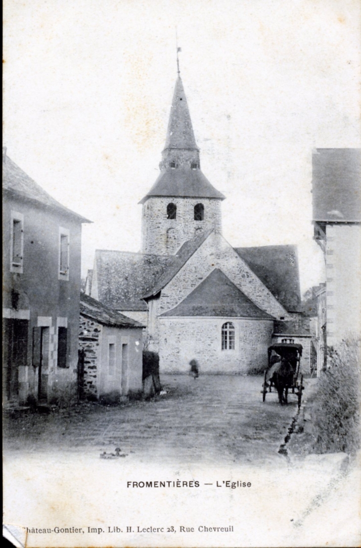 L'église, vers 1921 (carte postale ancienne). - Fromentières