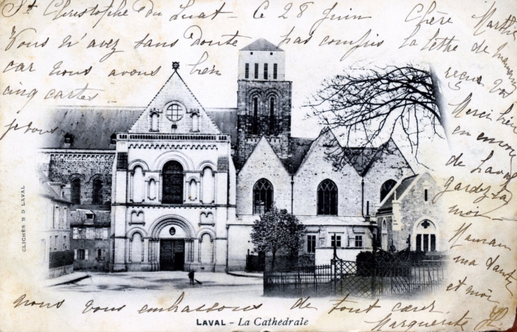 La Cathédrale, vers1905 (carte postale ancienne). - Laval
