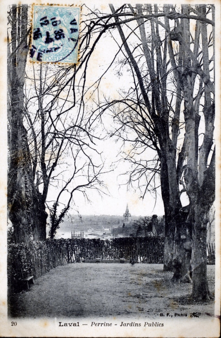 Perrine - Jardins publics, vers 1905 (carte postale ancienne). - Laval