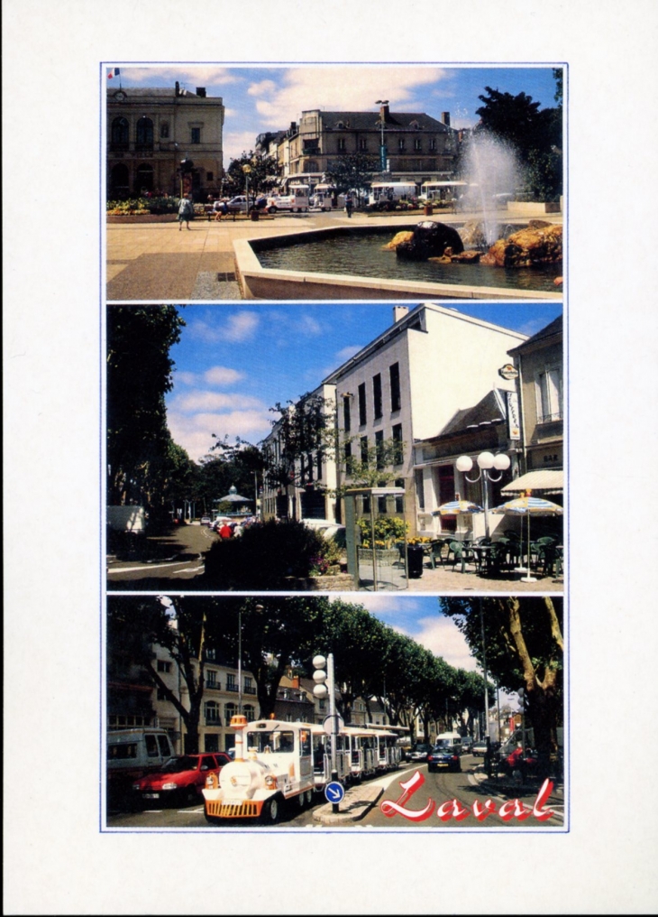 Vues diverses du Centre Ville (carte postale). - Laval