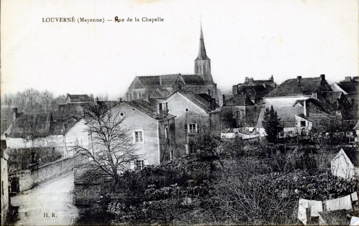 Rue de la Capelle, vers 1914 (carte postale ancienne). - Louverné
