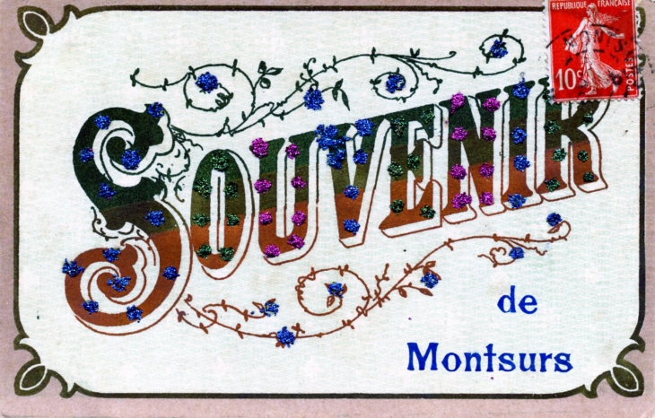 Souvenir de Montsurs, vers 1906 (carte postale ancienne). - Montsûrs