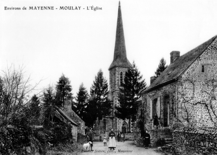 L'église, vers 1905 (carte postale ancienne). - Moulay