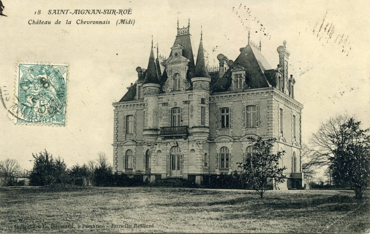 Château de la Chevronnais (façade sud) (carte postale de 1906) - Saint-Aignan-sur-Roë