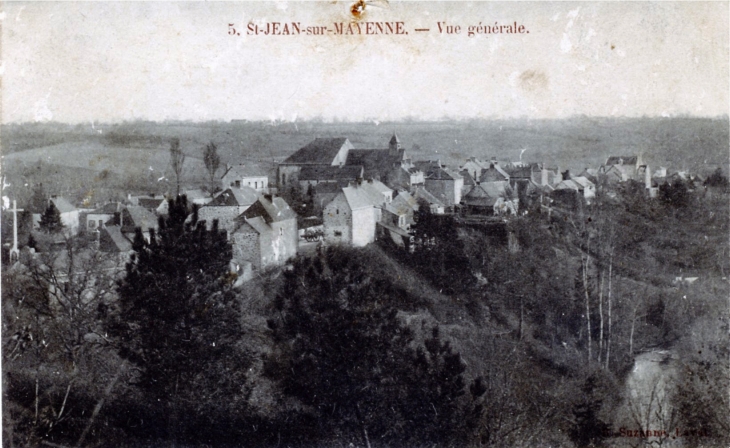 Vue générale, vers 1914 (carte postale ancienne). - Saint-Jean-sur-Mayenne