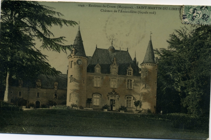 Environs de Craon - Château de l'Ansaudière (façade sud) (carte postale de 1907) - Saint-Martin-du-Limet
