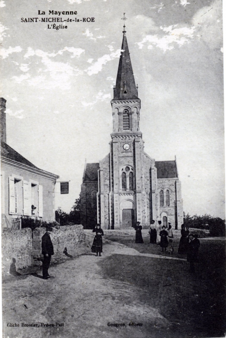 L'église, vers 1910 (carte postale ancienne). - Saint-Michel-de-la-Roë