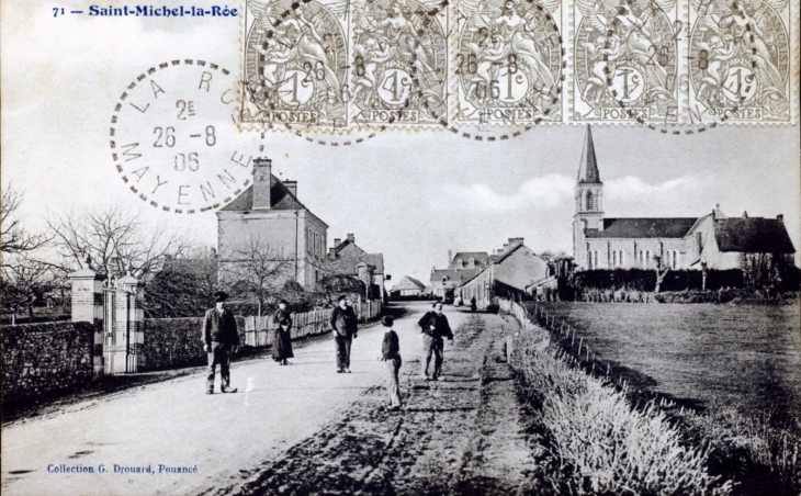 Vue sur le village, vers 1906 (carte postale ancienne). - Saint-Michel-de-la-Roë
