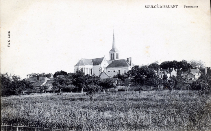 Soulgé le Bruant - Panorame, vers 1909 (carte postale ancienne). - Soulgé-sur-Ouette