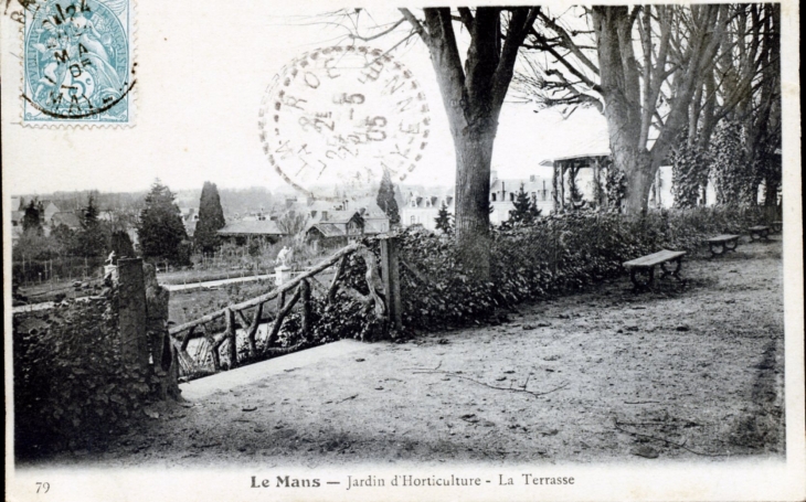 Jardin d'Horticulture - La Terrasse, vers 1905 (carte postale ancienne). - Le Mans