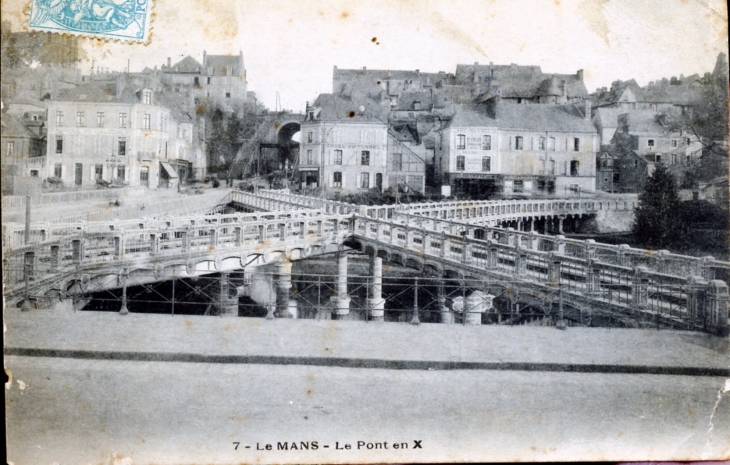 Le Point en X, vers 1905 (carte postale ancienne). - Le Mans
