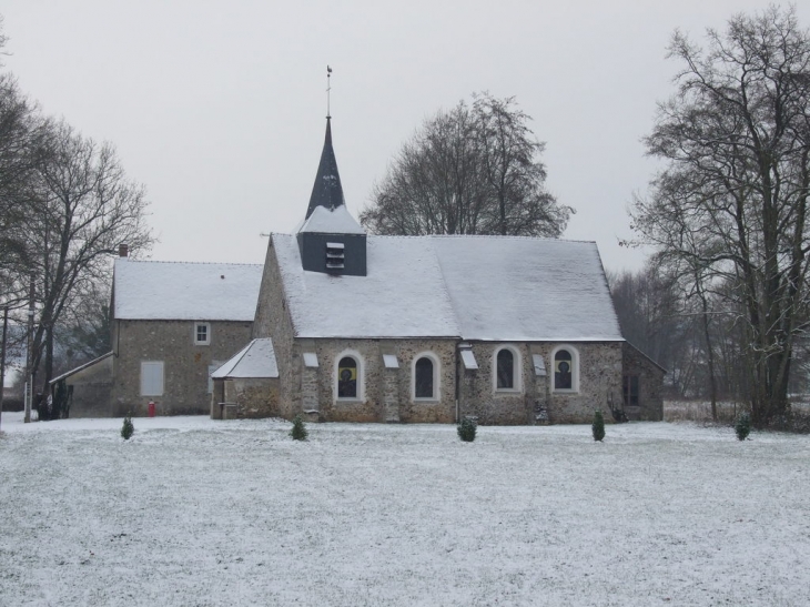Eglise sous la neige - Rozoy-Bellevalle