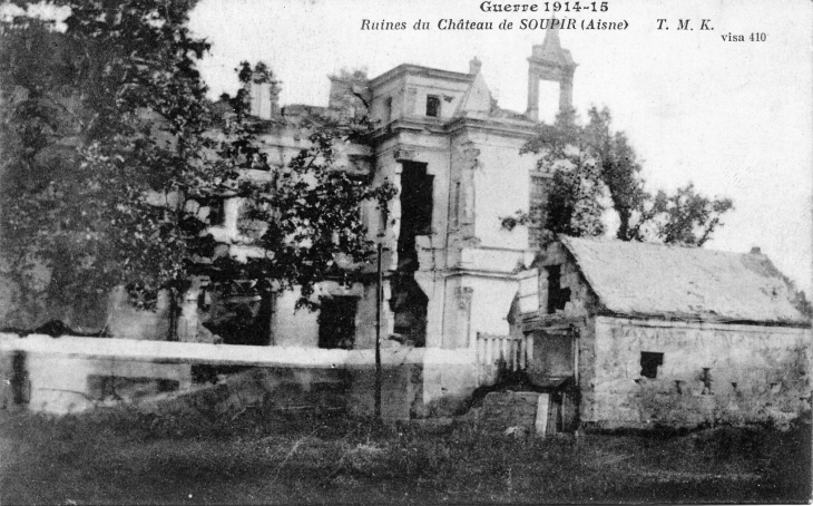Ruines du Château (carte postale de 1917) - Soupir