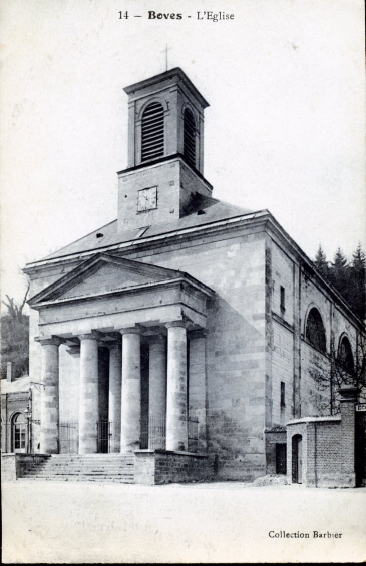 L'église, vers 1917 (carte postale ancienne). - Boves